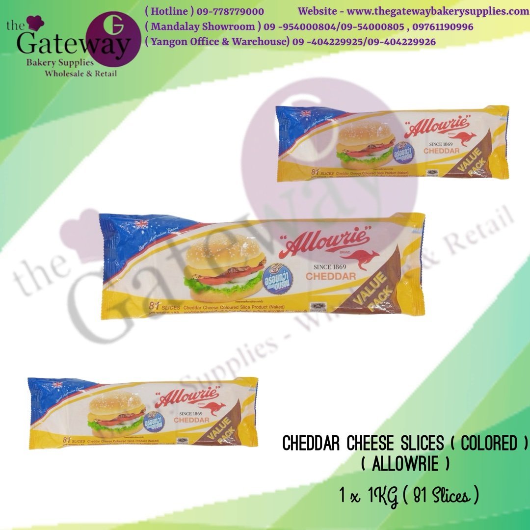viber_image_2026-01-15_14-57-57-439.jpg Cheddar Cheese Slices - Allowrie Brand - 1x81Slices ( 1kg ) < Colored > - Image 1